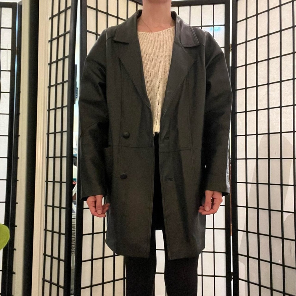 Black‎ Leather Jacket Blazer Vintage 1990s Savannnah